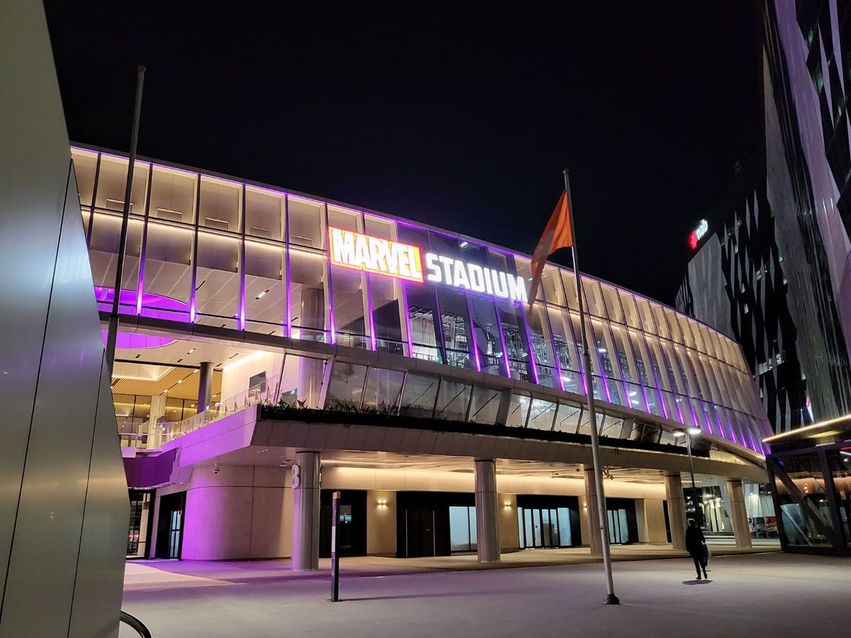 Stadium letters at night