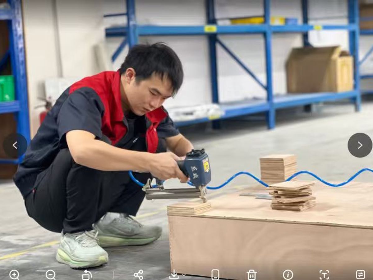 Nailing wooden packing crate