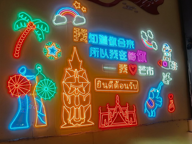 Multi-color LED neon art wall