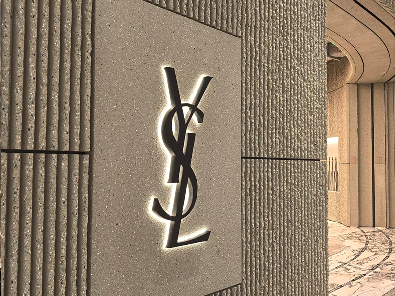 YSL backlit logo sign